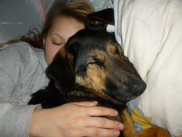 Samen slapen in de tent.